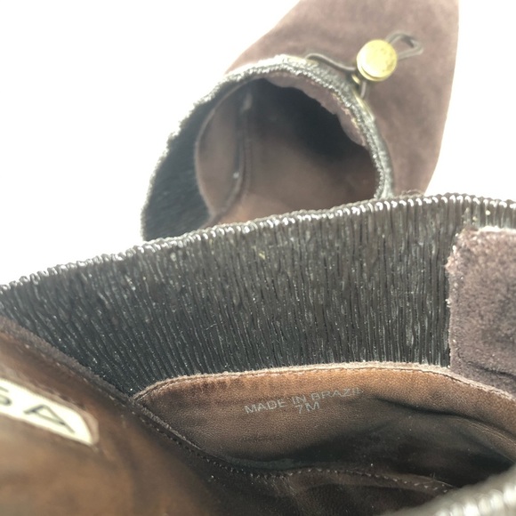 Via Spiga Suede Wedge Heel Mules Brown 7 M - Picture 2 of 9